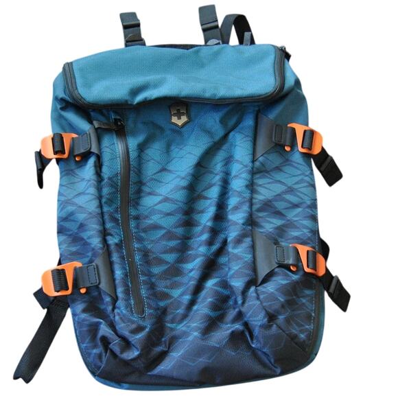 Swissgear Blue Computer Backpack w/ Orange Accents & Inside Pockets - Picture 1 of 10